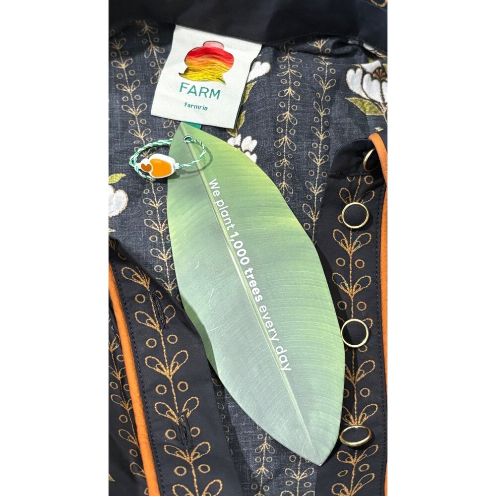 Farm Rio Topstitching Long Sleeve Mini Dress in Black Embroidered Flower Small - Picture 12 of 14